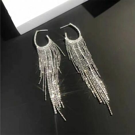 Boucles d'oreilles à la mode pour femmes pompon de galvanoplastie en or véritable irrégulier boucles d'oreilles longues exagérées