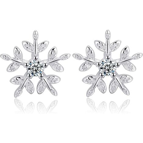 Boucles d'oreilles clous argent 925 sterling flocon de neige vintage dames