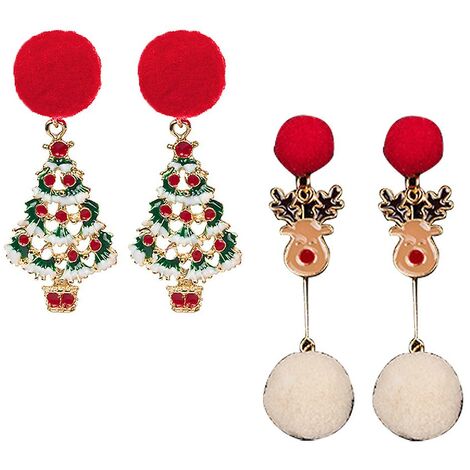 Boucles d'oreilles de Noël pour les femmes Boucles d'oreilles de Noël drôles mignonnes pour les filles pour les cadeaux de Noël style 4 zhuoxuan