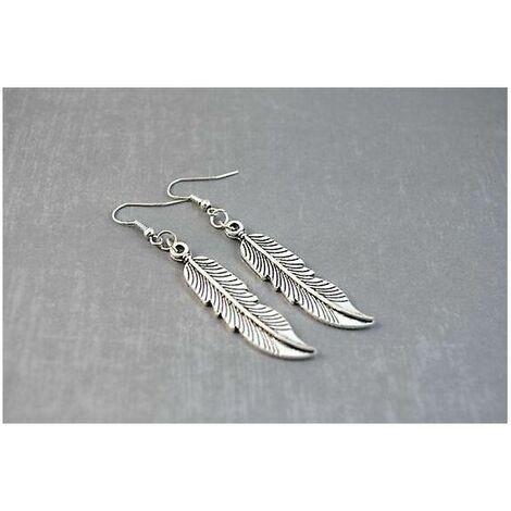 Boucles d'oreilles en argent bohème, plumes d'ange, boucles d'oreilles en plumes d'argent, bijoux naturels