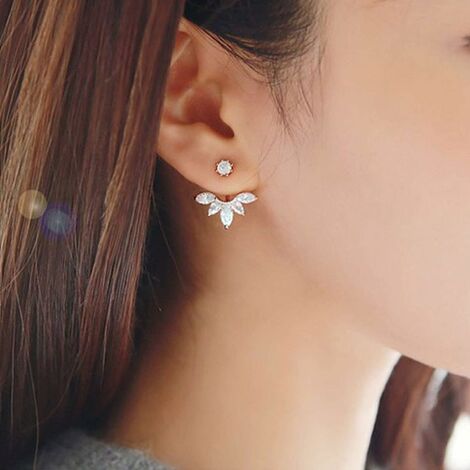 Boucles d'Oreilles Lotus Strass Tendance - Accessoires Femme et Fille