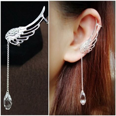 Boucles d'oreilles pendantes en argent sterling avec zircon cubique blanc et cristal pour femme