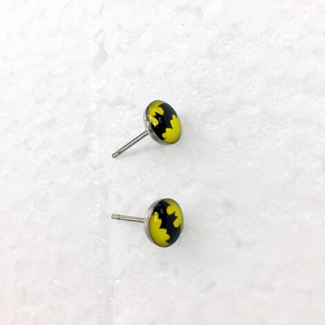 Boucles d'Oreilles Tiges Acier Chirurgical 316L Symbole Batman