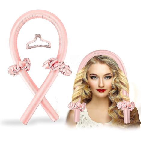 boucles Sans Chaleur(rose), Heatless Curling Rod Headband, Friser Les Cheveux Sans Chaleur, Heatless Hair Curlers Fer A Friser+anneau  Cheveux, Co