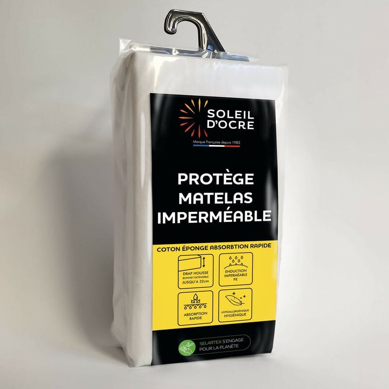 Bouclette Protège Matelas, Alèse, Blanc, par Soleil d'ocre - 140 x 190 cm - Blanc