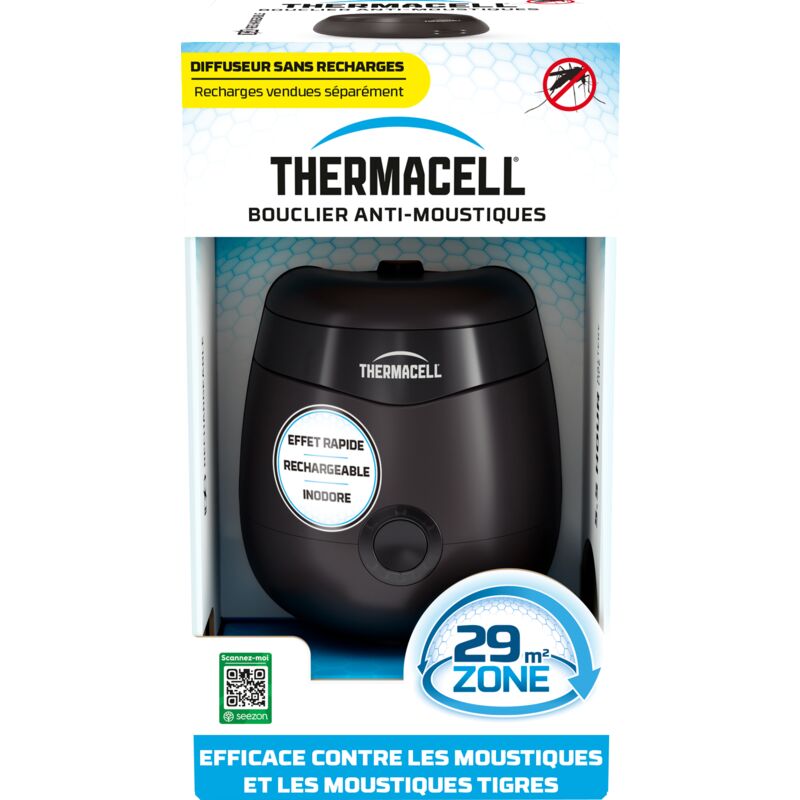 Thermacell - Appareil Anti Moustiques & Moustiques Tigres - Bouclier 29m² - Rechargeable - Inodore THE55NOIR