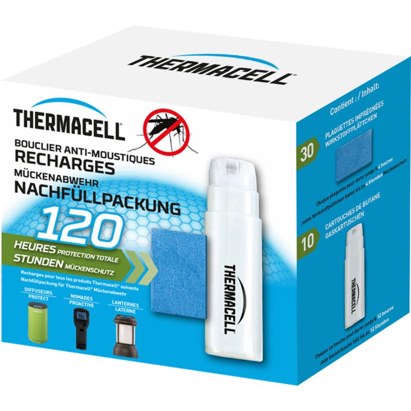 Thermacell - 10 Recharges Gaz & 30 Plaquettes - Jusqu'à 120 heures de Protection - Recharges pour Produits