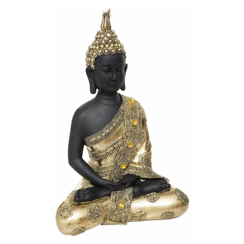 Atmosphera - Bouddha Déco Assis 34cm Or & Noir