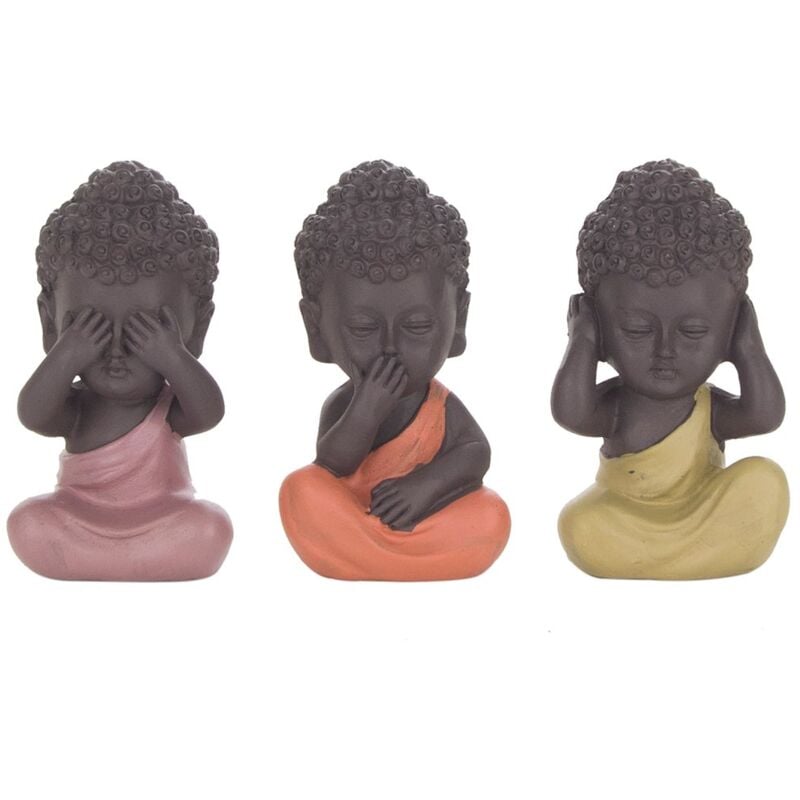 Signes Grimalt Figure de figurines de Bouddha Bouddha ne voit pas / hey / speaks set 3U Multicolor Buddles 4x5x8cm 10875