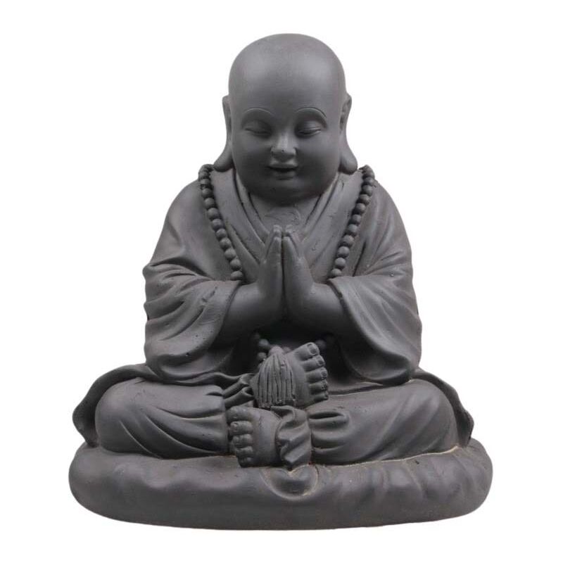 Bouddha outdoor assis en fibres 51 x 38 x 53 cm - Noir