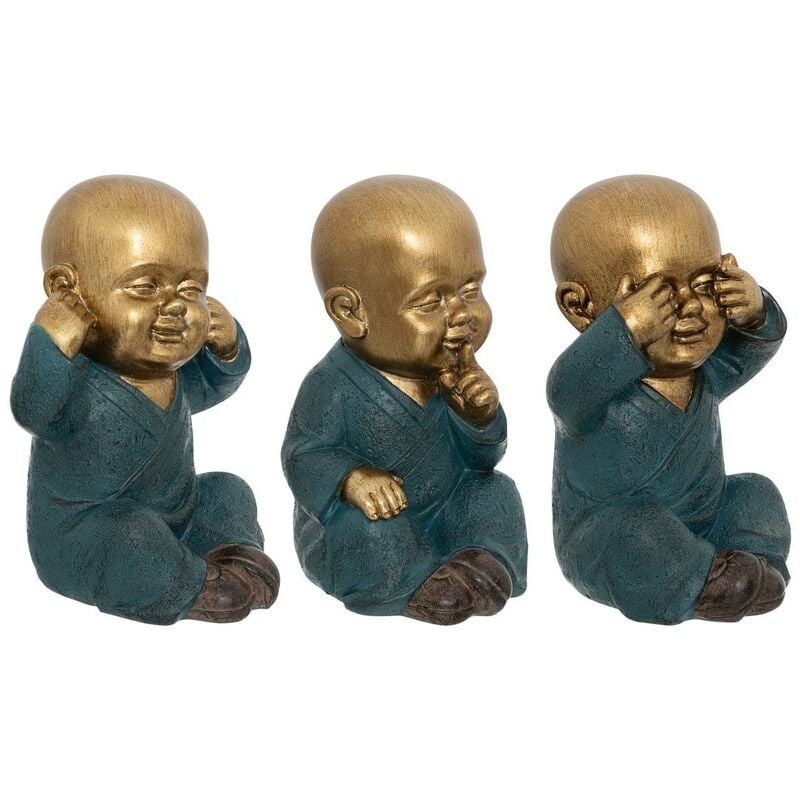 Atmosphera - Set de 3 Statues Bouddha Sagesse h 21 cm