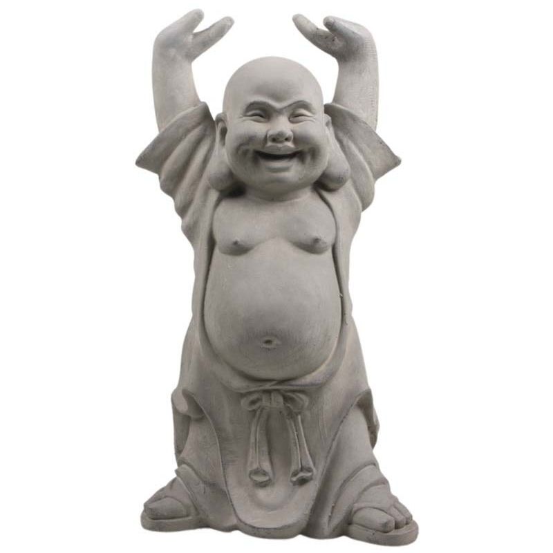 Stonelite - Bouddha shaolin en fibres Debout - Gris