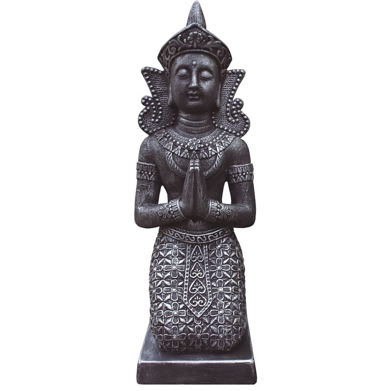Bouddha Thai à genoux 37X28X75cm. en pierre reconstituée, Argent