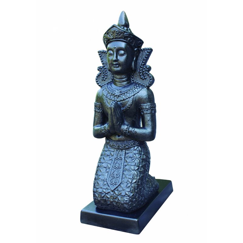 Bouddha Thai à genoux 37X28X75cm. en pierre reconstituée, Noir