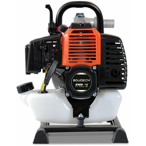 Boudech – Motopompe thermique auto-amorçante 42,7Cc – Moteur 1,45kW – Débit 8m3/h – Hauteur de refoulement 7m – Pour chantiers humides
