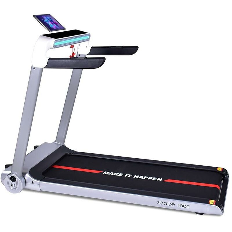 

SPACE 1800- Cinta de correr eléctrica plegable ultraplana de 1800W con pantalla táctil, soporte para ipad, altavoces bluetooth, sistema de