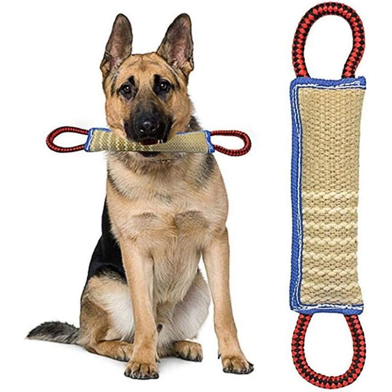 Boudin à Mordre Jouet pour Chien avec 2 Anses 30 Cm - Dummy Rouleau d'apprentissage Flottant Bénéfique pour La Santé Dentaire De Chien, Jouet De
