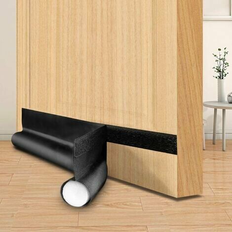 Boudin de Porte Isolant Froid,Auto-Adhésif Bas de Porte Anti Froid,94cm Bas de Porte Isolant,Boudin Porte,Protection contre le bruit, la poussière, l'air chaud et froid (Noir)