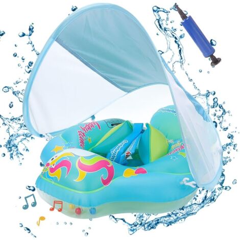 Bouée Bébé Avec Parasol UPF 50+ – Flotteur Piscine Non Gonflable, Siège Sécurisé Réglable, Pour Nourrissons De 3 à 36 Mois, Mousse Perle Confortable