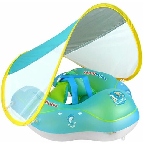FVBJD Bouée Bébé, Flotteur De Natation Gonflable pour Bébé, Bébé Siège De Piscine avec Auvent, Anneau De Natation Gonflable pour Enfants, Bouee Bebe Piscine Et Protection Solaire pour 6-36 Mois