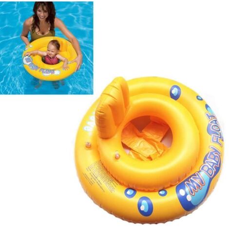 Bouée bébé gonflable confortable pour piscine avec soupapes de sécurité - Jaune - À partir de 5 mois