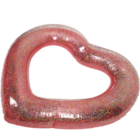 Bouée cœur scintillante rose or 120cm pour piscine, adulte et enfant