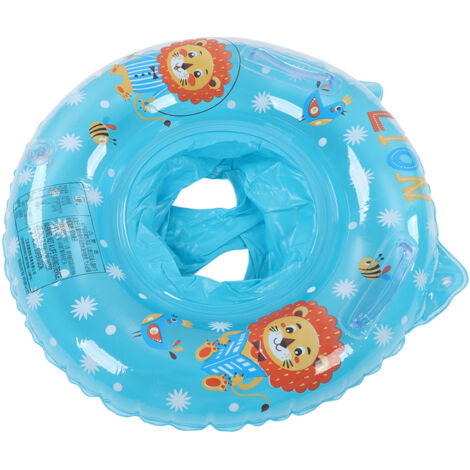 Bouée de bain pour bébé avec double poignée, design lion bleu - Sécuritaire pour piscine et baignoire