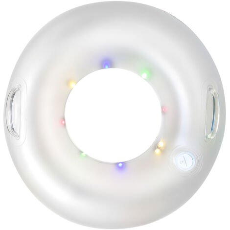 Bouée flottante pour s'amuser dans la piscine en été, bouée de natation lumineuse ronde en PVC avec poignée, flotteurs gonflables transparents et étanches pour piscine d'été