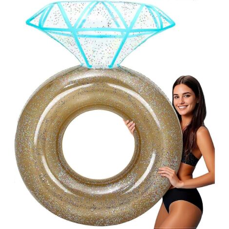 Bouée géante gonflable en forme de bague en diamant - Décoration pour enterrement de vie de jeune fille/fiançailles/mariage et jouet de plage pour adultes