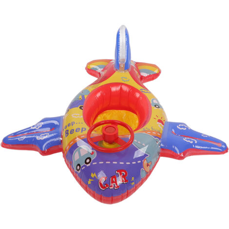 Bouée Gonflable Bateau Dirigeable avec Volant pour Enfants 1‑5 Ans - Radeau de Piscine Multifonction