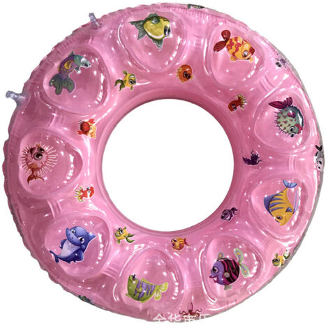 Bouée gonflable double couche épaisse pour enfants, rose, lot de 1. Anneau de natation en cristal avec double coussin d'air.