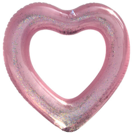 Bouée gonflable en forme de cœur à paillettes - Jouet de piscine d'été