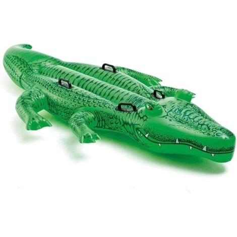 Bouée gonflable en forme de crocodile, matelas flottant gonflable en PVC, lit flottant gonflable étanche et réutilisable avec poignée ergonomique KLB