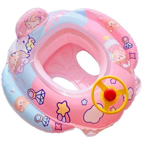 Bouée gonflable pour bébé avec siège de sécurité et volant, motif dessin animé, pour l'apprentissage de la natation des enfants de 1 à 6 ans.