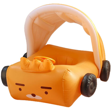 Bouée gonflable pour bébé avec toit pare-soleil, en forme de voiture, avec siège de sécurité et volant, idéale pour jouer à la plage en été.