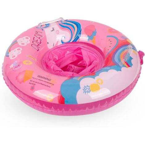 Bouée gonflable pour bébés filles de 6 à 36 mois avec siège, bouée gonflable pour nourrissons et jeunes enfants de 1 à 3 ans (Licorne)