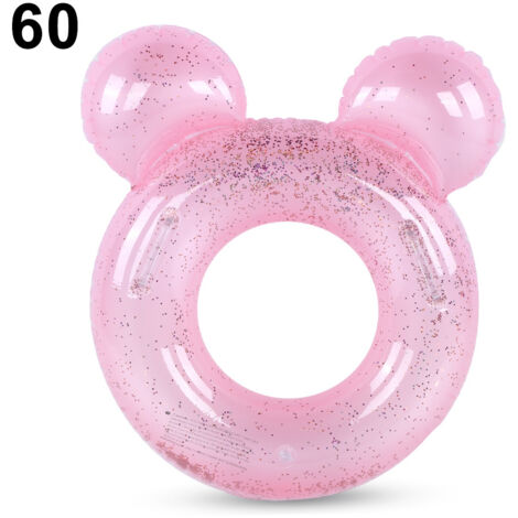 Bouée gonflable ronde à paillettes roses pour enfants, bébé, brillante et mignonne, 60 cm / 23,7 pouces, idéale pour la piscine et les vacances d'été.