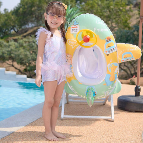 Bouée siège bébé avion avec volant - Anneau flottant lion pour apprentissage natation - Sécurité piscine enfants