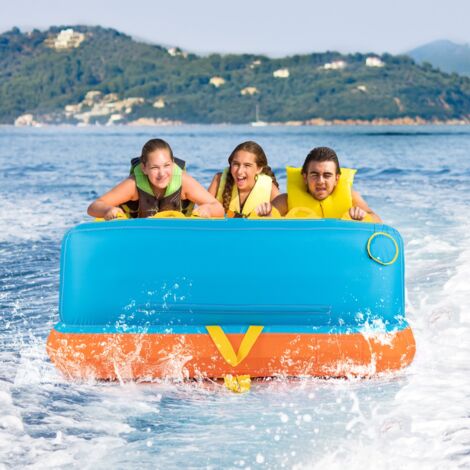 Bouée Tractée Gonflable pour 3 Personnes Charge 300KG Gonflable Bateau Remorquable Housse en Nylon avec 2 Points de Remorquage 193x189x82cm CW3890 Maison Chic