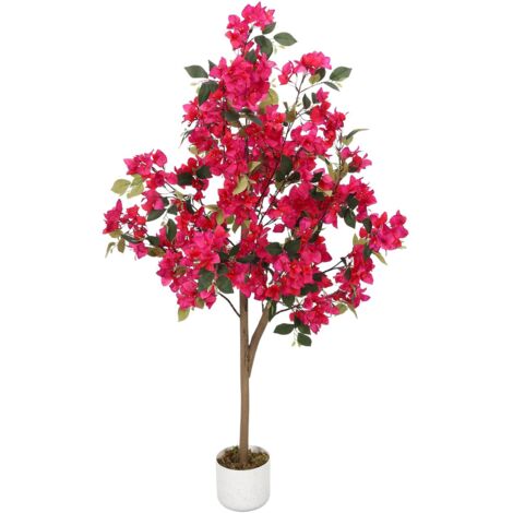 Bougainvillier Artificiel 100 cm/120 cm/150 cm avec Tronc Naturel - Fleurs triplées Roses, Plante Artificielle réaliste en Pot pour Jardin, Balcon et Appartement