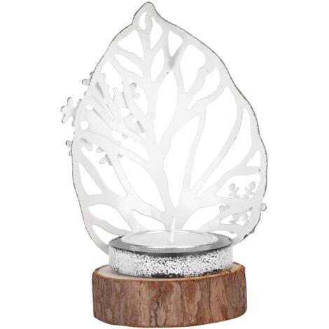 Bougeoir Artisanal Flocon de Neige en Fer Forgé et Bois Rustique - Idée Cadeau Déco Vintage