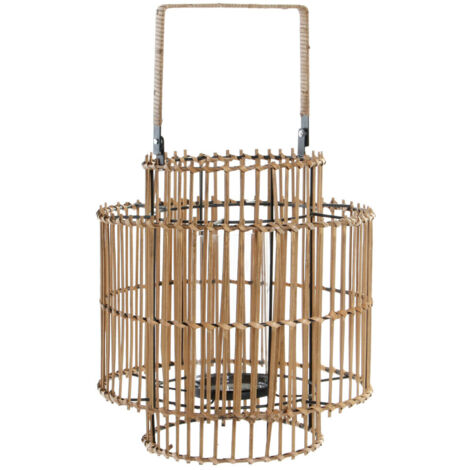 Bougeoir Bambou Métal 30X30X32 47 Naturel