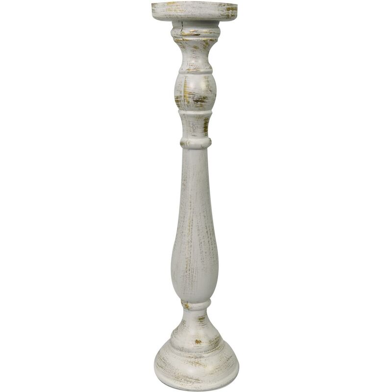 Vacchetti - Bougeoir candélabre en bois blanc cmø11,5h47
