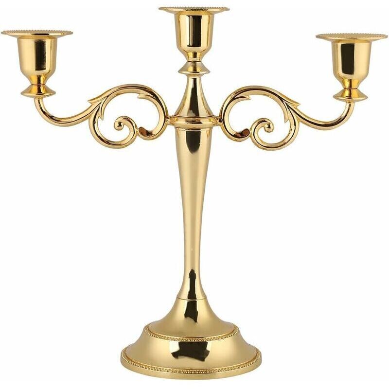 Bougeoir Chandelier 3 Branches en Métal Style Européen Candélabre Bougeoir pour Table à Manger, Dner Aux Chandelles, Décor à la Maison, Décoration de