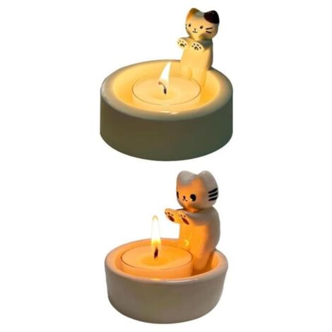 Bougeoir chat Bougeoirs pour bougies chauffe-plat chaton Réchauffement des pattes de chat photophores ornements Bougeoir mignon