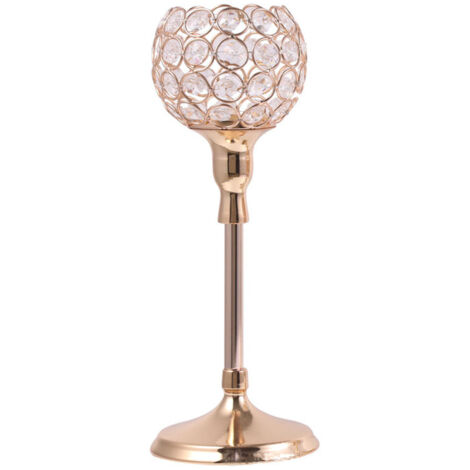 Bougeoir décoratif en cristal doré, hauteur 23 cm, petit modèle