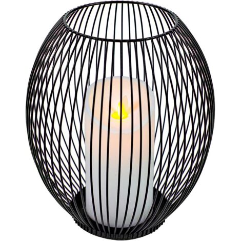 Bougeoir décoratif en fer forgé – porte-bougie – base robuste – Noir