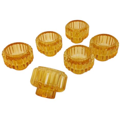 Bougeoir décoratif en verre jaune, lot de 6