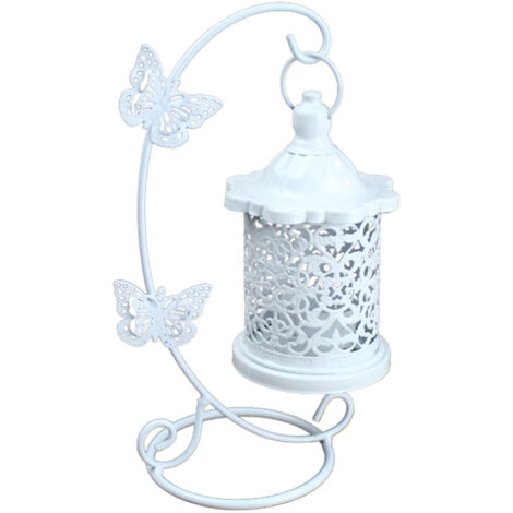 Bougeoir électrique en rotin à suspension papillon, chandelier creux en fer forgé, lampe porte-bougie, artisanat quotidien