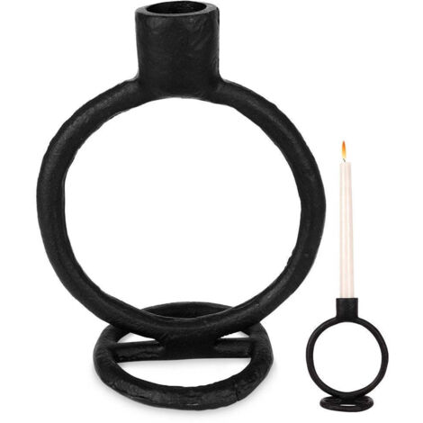 Bougeoir en aluminium noir 15 cm